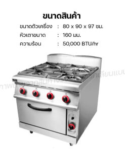 ตาแก๊ส 4 หัวเตามีเตาอบแก๊สในตัว (แบบตั้งพื้น) NT-905