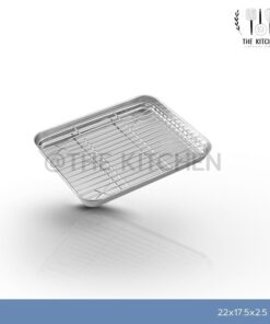 ถาดพร้อมตะแกรง The Kitchen สแตนเลส ถาด ตะแกรง ถาดใส่อาหาร เซ็ตถาดและตะแกรง กรองน้ำมันของทอด ถาดสแตนเลส